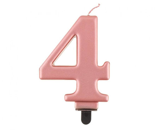 Picture of BIRTHDAY CANDLE ROSE GOLD NUMBER 4 - 8CM